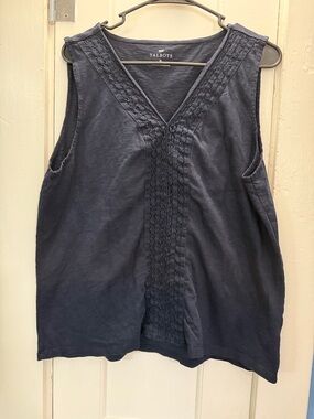 Talbots Navy Sleeveless V-Neck Camisole with Braided Front